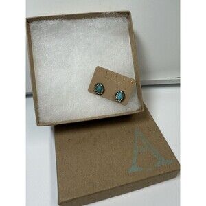 ALAYA San Francisco 925 Sterling Silver Larimar Stone Crystal Stud Earrings New